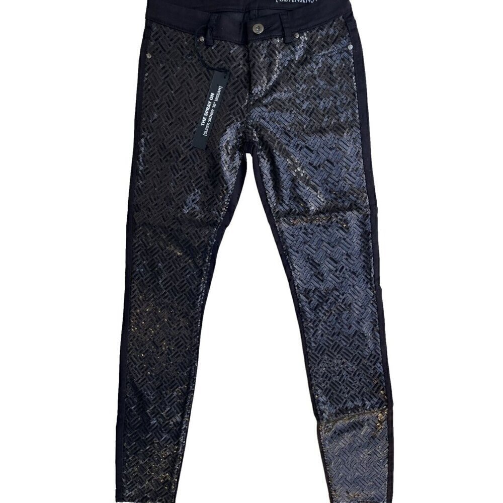 BLANK NYC Spray On Black Sequin Pants Jeggings Size 25 $88